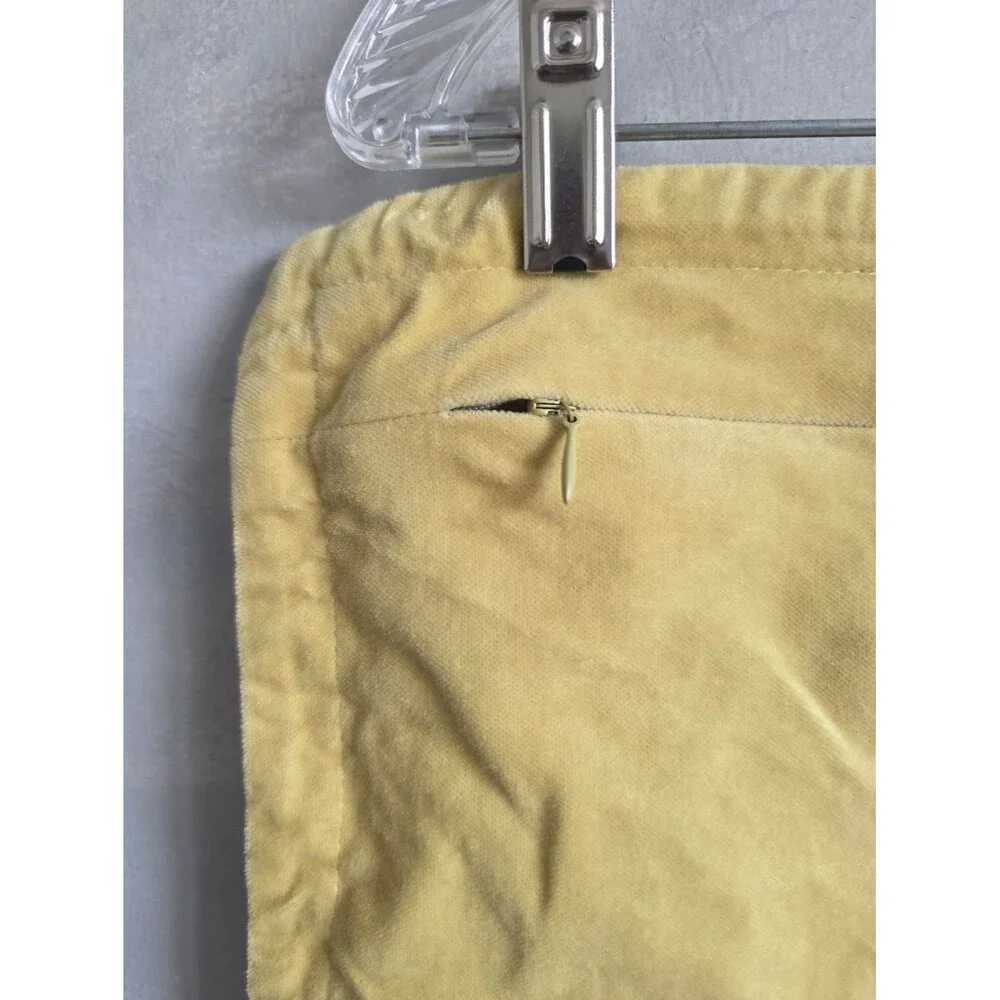 West Elm Yellow Green Velvet Studded Pillow Cover Lumbar 12x21